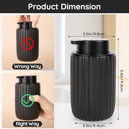 Image of Segbeauty Black Soap Dispenser, 10.8oz Ceramic Liquid Soap Dispenser for Farmhouse Decor, 320ml Empty Refillable Press Pump Bottle Lotion Containers for Bathroom Kitchen Modern Home Decor