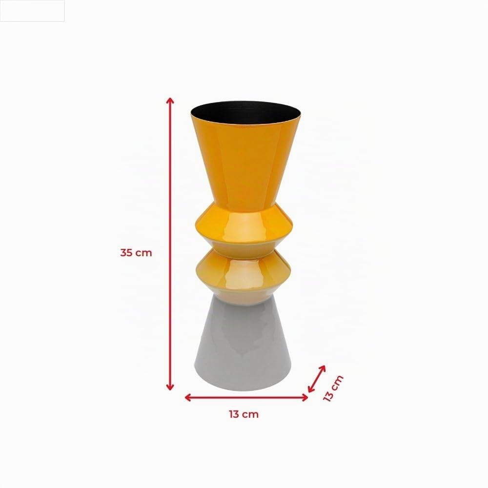Kare Design Vase RICI Swing, Gelb, 35cm Höhe, Blumenvase, Dekorationsvase, Gefäß für Blumen, Tischvase, Wohnzimmer
