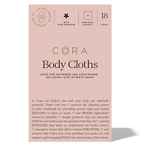 Cora Essential Oil Bamboo Feminine Wipes with Plant-Based pH Balanced Moisturizers - Individually
