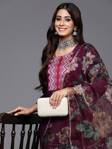 Image of INDO ERA Women's Cotton Yoke Design Kurta Pant With Dupatta