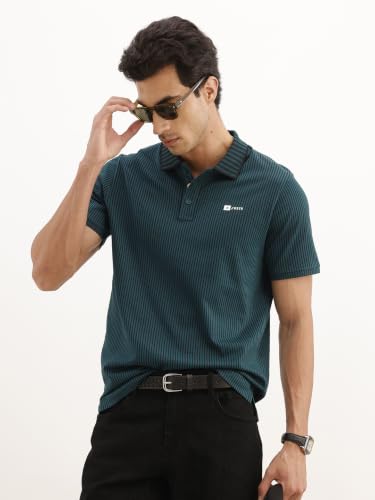Image of WROGN Men's 100% Cotton Polo T-Shirt | All-Over Print | Slim Fit