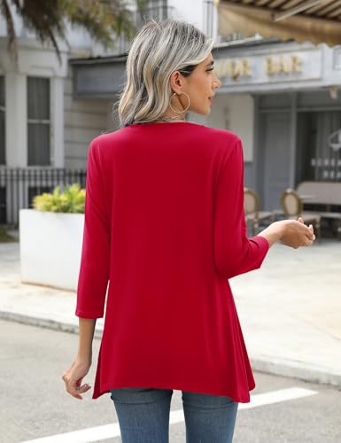 LOMON 3/4 Sleeve Tunic Tops for Women Loose Fit Dressy Casual Blouse Flowy Shirts to Wear with Leggings S-3XL