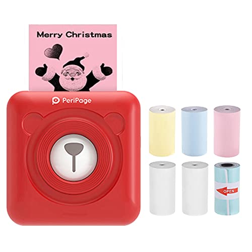 JEPODOR PeriPage Mini Imprimante Thermique Portable Papier Photo Pocket 58mm Impression Sans Fil Bluetooth Android IOS Imprimantes (Rouge) Cover