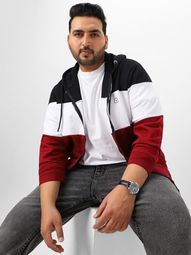 Image of Urbano Plus Men's Cotton Zippered Hooded Casual Winterwear Sweatshirt