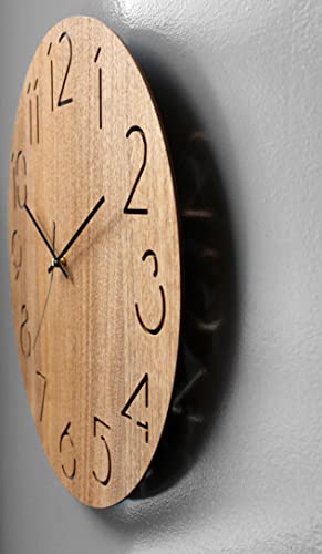 Beverly Hills Polo Club Real Wood Wall Clock -18-Inch Battery Operated Handmade No Tick Clock - Tuscan Style With Vintage Rustic Design, Provides A Unique Room Decor #TOP3