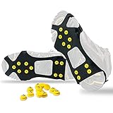 Schnee Spikes für Schuhe EIS Schnee Griffe Traktion Stollen Schuh EIS Anti-Rutsch EIS Stollen für Schuhe und Stiefel Eisspikes Steigeisen (S, M, L, XL)+10 Extra-Ersatzstollen (M)