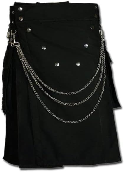 Premium Quality Scottish Black Fashion Gothic Utility Kilt for Man
