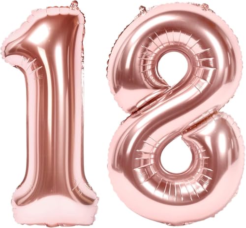 Siumir Ballons en forme de chiffre rose numéro 18 en papier d'aluminium pour décoration de fête d'anniversaire