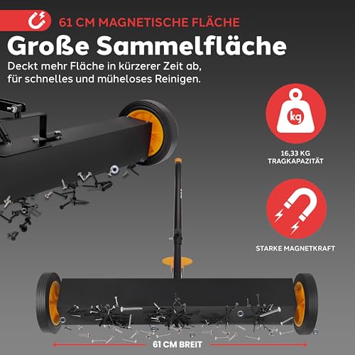 Pyle Magnetbesen, Spänesammler 61cm, Magnetic Sweeper, Magnetische Kehrmaschine mit starke & Langlebige Metallkontsruktion, Robuste Reinigung, für Industrielle & Gewerbliche Nutzung