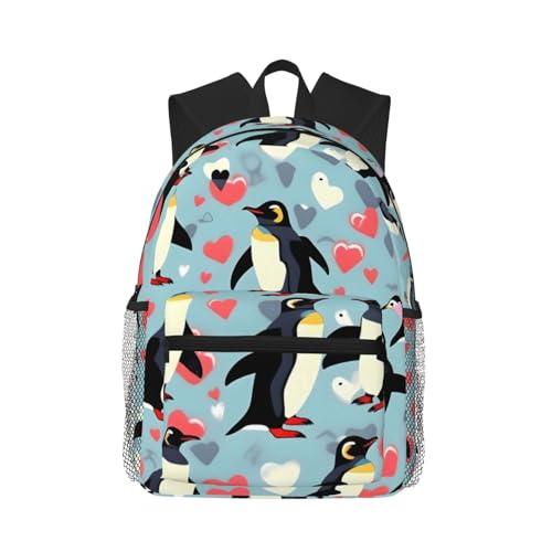 TietYaer I Love Penguins - Mochila con estampado de pingüinos para mujeres y hombres, mochila casual de gran capacidad, mochila de viaje para laptop, color negro, talla única, Negro, talla única