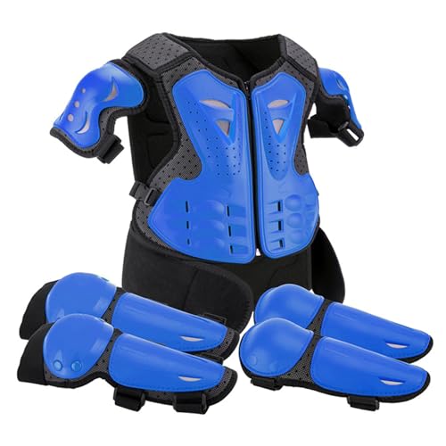 Bambini motociclette per motociclette shock -protettivo protettivo regionamento moto regolabile moto protezione armatura resistente all'impatto per skateboard per biciclette di sporcizia, set blu