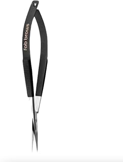 FabBrowsUSA Soft Grip Eyebrow Trimmers - Precise Stainless Steel Brow Scissors for Women & Men, Lash Beard Nose Hair Grooming