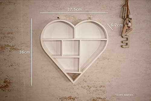Marco Paul White Wooden Hanging Love Heart Shaped Wall Shelves Floating Decorative Wall Shelf Modern Wall Mounted Kitchen Bathroom Bedroom Kids Room Nursery Livingroom Hallway Wall Storage