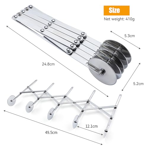 5 Wheel Pastry Cutter, Stainless Steel Pizza Slicer, Expandable Dough Cutter, Multi-Round Pastry Knife, Baking Cutter Roller Cookie Ravioli Cutter Wheel Divider by Amroicus - Image 9