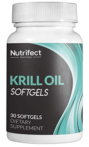 Nutrifect Nutrition 100% Antarctic Krill Oil with Super Antioxidant Astaxanthin, Omegas 3, 6, and 9, DHA and Phospholipids, 30 Soft Gel Capsules