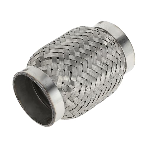 TUCKBOLD Car Exhaust Flex Pipe 2.16 Inch OD Flexible Braided Exhaust Tube | Universal Flexible Pipe Tubing Silver Tone 1 Pc