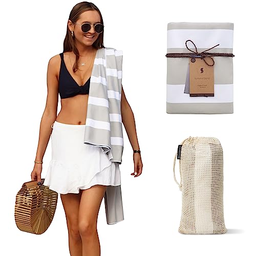 Summersand Microfiber Beach Towel - Quick Dry, Sand Free - Compact And Lightweight For Travel - Recycled Materials - Travel Bag Included - Large Microfiber Towel (63X31.5In – Marble Sand) #TOP22