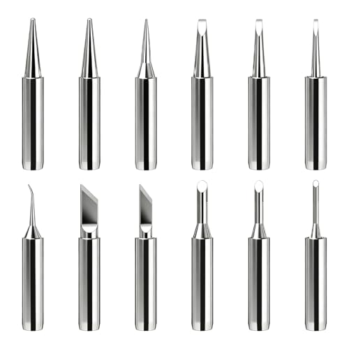 12 Puntas de Soldador 900M, Puntas de Repuesto para Soldador de Estaño, Compatibles con Hakko, Quick, Aoyue, para Estaciones de Soldadura, Pistolas de Soldar, Soldadura Electrónica y Bricolaje