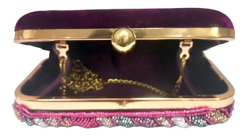 Image of Women's Traditional Designer Embroidered Wine Clutch For Women & Girls | Party Clutches For Ladies Wedding