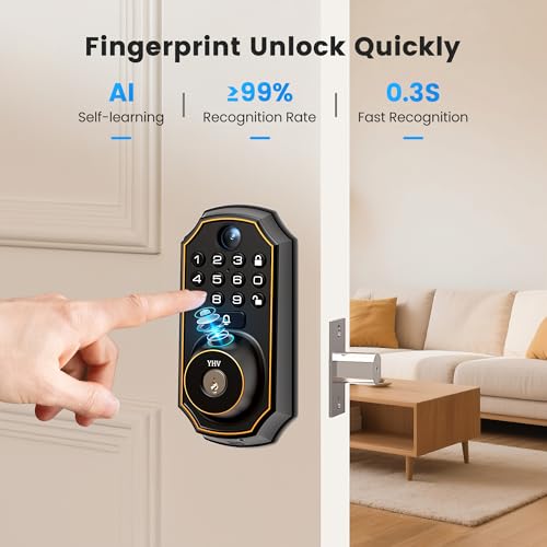 Keyless Entry Door Lock with Camera Electronic Smart Lock Fingerprint Keypad Deadbolt with Code, App Remote Control, Auto Unlock, Wi-Fi Connected, Doorbell for Front Door thumbnail 6