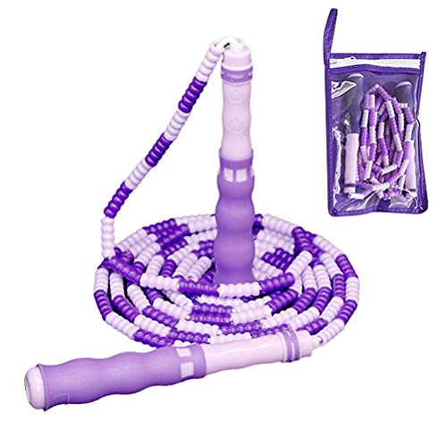 SPYMINNPOO Jump Rope, Adjustable Soft Beaded Segmented Jump Rope High Speed Rotation Anti Slip Handle for Kids Adults Weight Loss Jumping Rope (pu r ple)
