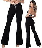 Max Bonita Black Bell Bottom Pants for Women – Stretch High Waist Flare – Clearance Offer