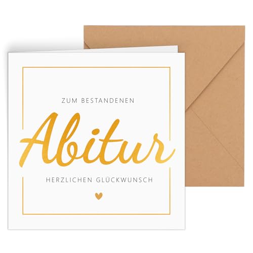COMOOKA Abitur Karte mit Umschlag 14 5x14 5cm Glückwunschkarte zum Bestandenen Abitur Glückwunsch Grußkarte für Junge und Mädchen Schulabschluss Geschenk für Absolventen