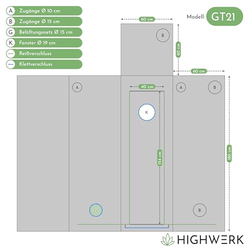 Strattore Growzelt Growbox Grow Tent Pflanzenzelt 60x60x180 cm - Zuchtzelt - Lichtdicht Wasserdicht Belüftungszugang Zuluftklappen - Indoor Grower - Gewächshaus Pflanzenzucht Darkroom in Schwarz Grün 2 Strattore Growzelt Growbox Grow Tent Pflanzenzelt 60x60x180 cm - Zuchtzelt - Lichtdicht Wasserdicht Belüftungszugang Zuluftklappen - Indoor Grower - Gewächshaus Pflanzenzucht Darkroom in Schwarz Grün – Bild 2