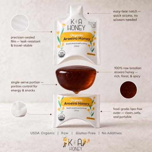 K&A Honey Packets - Pack de 3 porciones de miel pura orgánica miniatura 5