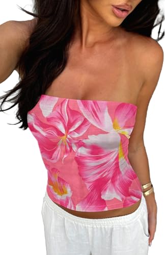 Women's Y2K Strapless Backless Tube Top Backless Sleeveless Bandeau Going Out Crop Tops for Summer 2025 Going Out