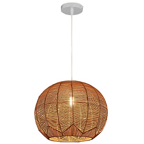 Suspension ronde de style scandinave en rotin tressé pour design loft élégant