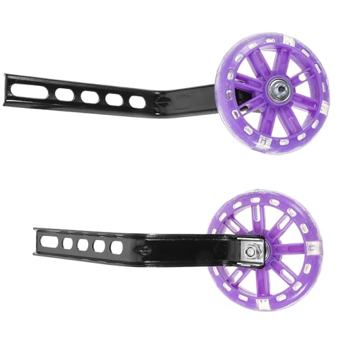 Set de Ruedas de Entrenamiento para Bicicleta OSOLADY con Ruedas Auxiliares Moradas con Luz Intermitente, Soporte y Equilibrio para Aprendizaje miniatura 1