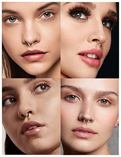 Cisyozi 16G Clear Plastic Septum Rings Jewelry Flexible Silicone Horseshoes Septum Nose Eyebrow Smiley Lip Ring Hoop Cartilage Helix Rook Daith Earrings Piercing Jewelry Retianer Women Men Work Sport #TOP3
