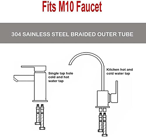 Aplwy 32-Inch Long Faucet Connector, Braided Stainless Steel Supply Hose 3/8-Inch Female Compression Thread X M10 Male Connector, X 2 Pcs (1 Pair) #TOP5