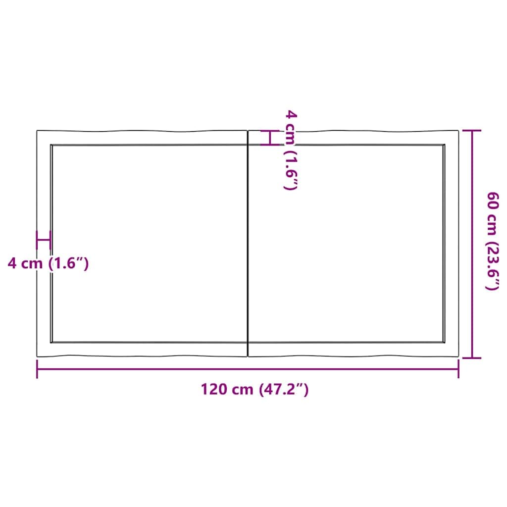 vidaXL Piano Tavolo Marrone Chiaro 120x60x(2-4) cm Rovere Non Trattato