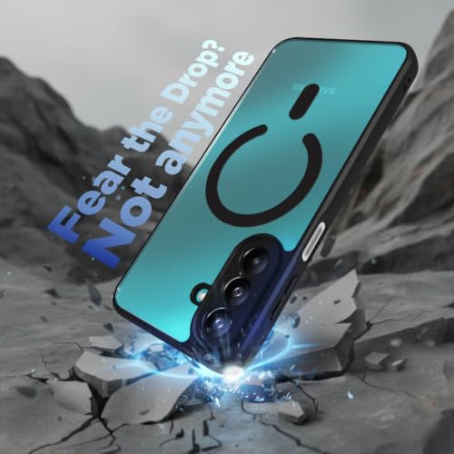 Image of RIGGEAR Shockproof Sleek Hybrid Armor Magnetic Back Cover Case Compatible with MagSafe Accessories for Samsung Galaxy F70 Pro 5G (Clear PC + Black TPU Bumper)