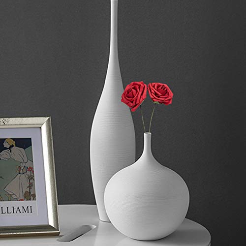 Foraineam 50Pcs Artificial Roses Flower Real Looking Foam Rose Fake Flowers With Stem & Leaves For Diy Wedding Bouquets Centerpieces Party Home Decorations (Dark Red) #TOP4