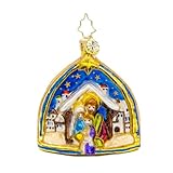 Christopher Radko Hand-Crafted European Glass Christmas Tree Decorative Ornament, Two Scenes of The Savior Gem