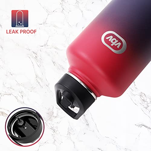 Vbv Insulated Water Bottle - 64 Oz, 3 Lids (Straw Lid), Half Gallon Large Metal Stainless Steel Water Jug, Big Double Wall Vacuum Flask, Leakproof Keep Cold & Hot For Sports And Travel #TOP1