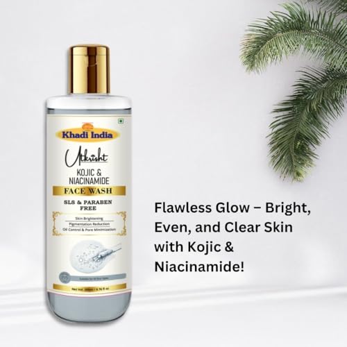 Image of Khadi Kojic & Niacinamide Face Wash 200ml | For Dark Spots, Pigmentation & Blemishes | Cleanses & Brightens Skin | SLS & Paraben Free | All Skin Types | Korean Skin Care for Men & Women