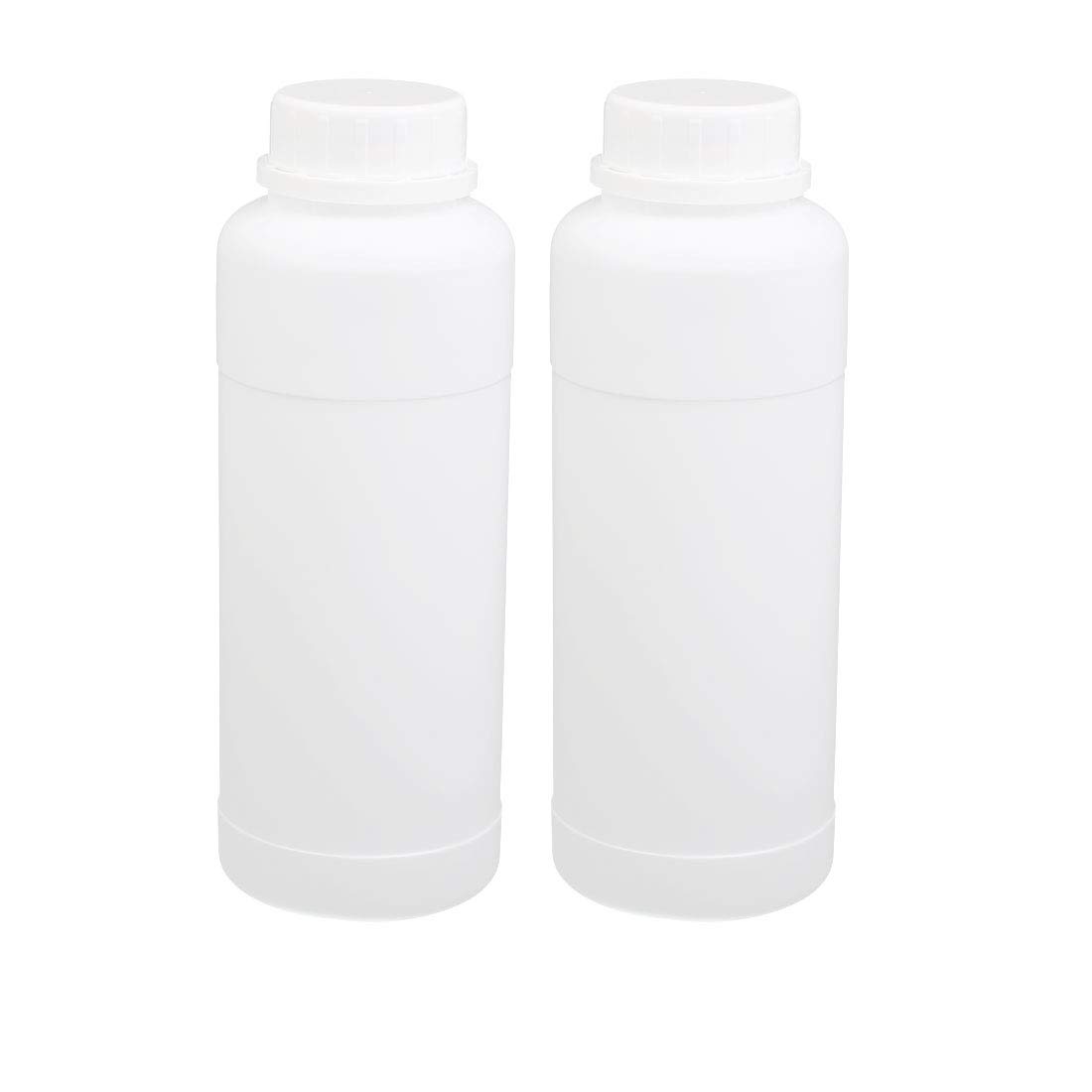 Aexit 2Pcs 17-Ounce gauge HDPE Plastic White Refillable Narrow Mouth Liquid Reagent Storage Bottle Container