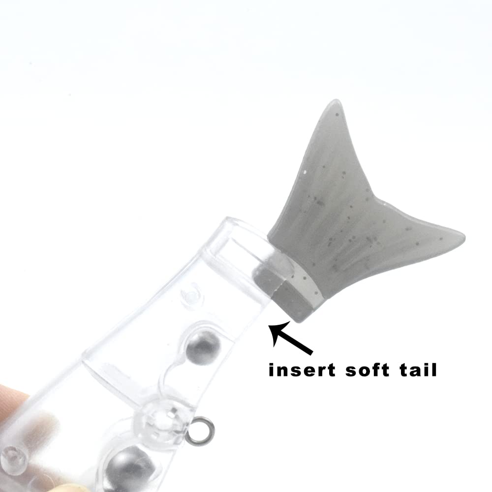 HUFFA Lot de 5 leurres de pêche artificiels Non Peints Glide Shad Bait 18 cm 60 g avec Queue Souple et Yeux 3D