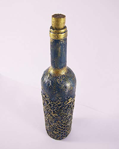 Exquisite Handmade Decoupage Bottle - Floral Mediterranean Decor for a Touch of Steampunk Elegance - Image 3
