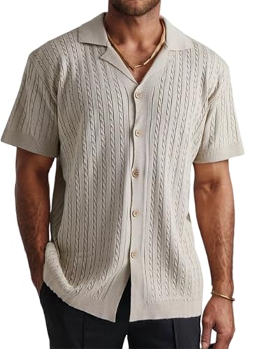 Chemise en tricot boutonnée et respirante à manches courtes pour l'été