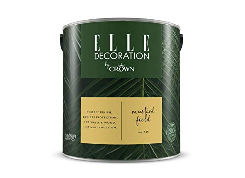 Crown ELLE DECORATION Mustard Field No. 345, 2,5 L, extra-matte Premium Wandfarbe für Innen, für Wände und Holz, hohe Deckkraft, Innenfarbe,fröhliche, mitteltönige Farbe
