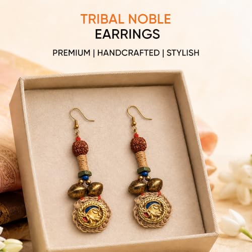 Image of Royal Queen & Empress Handcrafted Tribal Dhokra Earrings Collection for Women - Statement Ethnic Designs in Multiple Colours