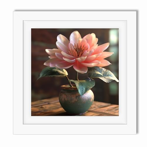 Betionol Diamond Painting Frames Display 12x12in/30x30cm Diamond Painting Pictures or Photos White Natural Solid Wood Picture Frame with Acrylic Protection Glass Back Mat And Hanging Kit