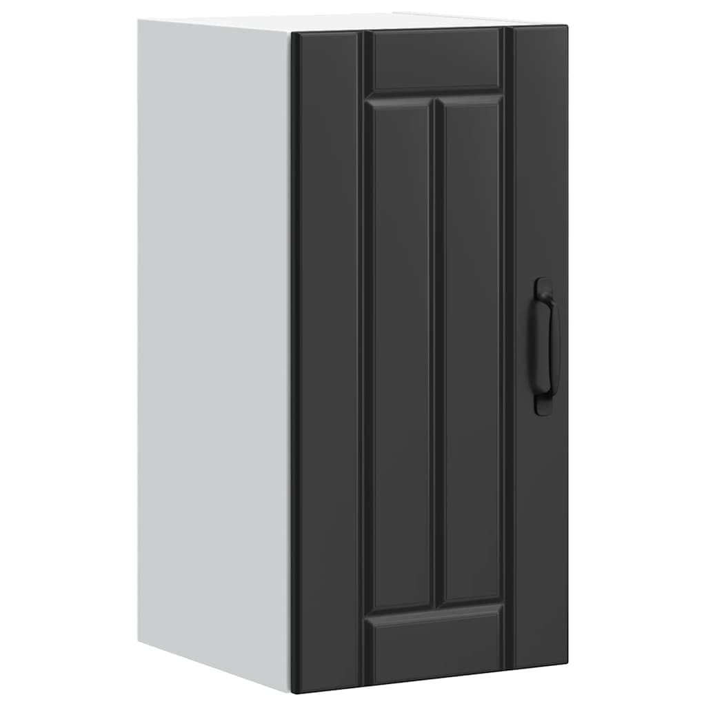 Armoire Murale de Cuisine Lucca Noir Bois d'ingénierie 30x31x60 cm Meuble Rangement Buffet vaisselier Placard étagère pour casseroles Vaisselle ustensiles