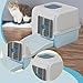 Bothyi Cats Toilet Modern Easy to Maintain Sturdy Anti Slip Bottom Comfortable Hair Removal Cat Box Cats Litter Container, Blue