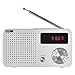 Produktbild EMOS - tragbares digitales FM-Radio und MP3-Player mit Akku + USB-C Kabel - teleskopische Antenne, FM 88108 MHz - USB-Port, Micro-SD-Karten-Slot, Kopfhörer-Anschluss - weiß/grau, Batteriebetrieben
